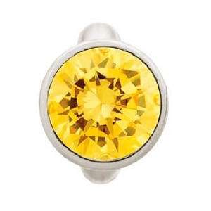 Round Citrine Dome Sterling Silver Charm 41158-5